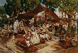 Market Canvas Paintings - North African Market